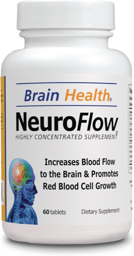 Neuro Flow - Oxygenates Your Brain - Gehirngesundheit 60 Tabletten - Hochkonzentriertes Angebot - Nahrungsergänzungsmittel