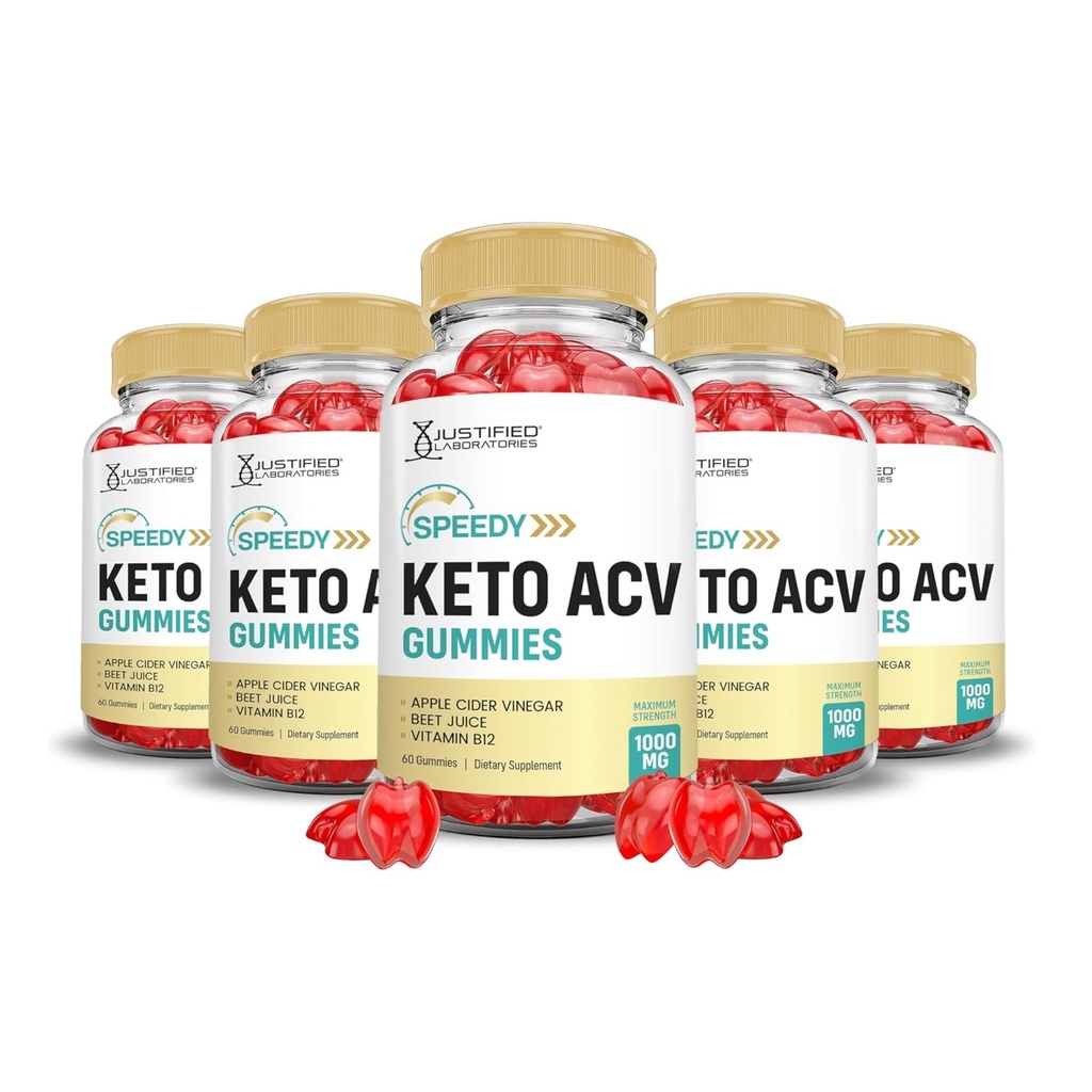 Justified Laboratories (5 Pack Speedy Keto ACV Gummis Advanced Formel 1000MG Speedy Keto Gummies Apfel Apfelessig geformt mit Granatapfelsaft Pulver B12 Vegan Non GMO 300 Gummys