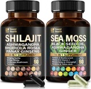 SoundHealth Irish Sea Moss & Shilajit Capsule Bundle pour hommes et femmes, Troisième partie testée, non-OGM, Easy-Swallow & Vegan 120 Capsules