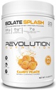 Revolution Nutrition, Isolate Splash, Poudre de protéines de lactosérum clair, Protéines de type jus, Arôme de bonbons, Collagène, 24g de protéines par scoop, Zéro sucre, 817g, 23 portions (Candy Peach, 1,8 livre)