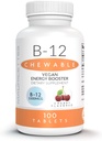 Mauricettes Natural Vitamin B-12 Methylcobalamin 1000mcg - 100 Chewable Cherry Tablets - Sublingual B 12 Supplement für Energieunterstützung - Gelatin Free