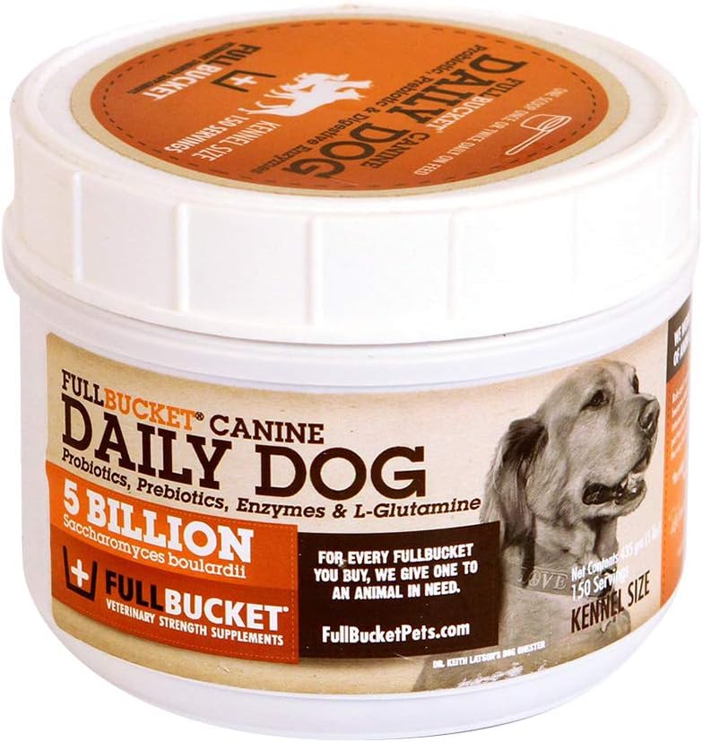 FullBucket Daily Dog Probiotic 150 Servicings - Unterstützung natürlicher Verdauung, Treat & Prevent Diarrhea - Probiotika, Präbiotika und Verdauungsenzyme Alles in einem geschmackvollen probiotischen Pulver für Hunde
