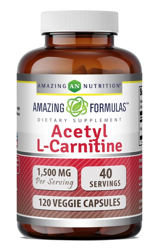 Erstaunliche Formeln Acetyl L-Carnitin Hcl Supplement | 500 Mg pro Servieren | 120 Veggie Kapseln Ergänzung | Non-GMO | Gluten Free | Made in USA
