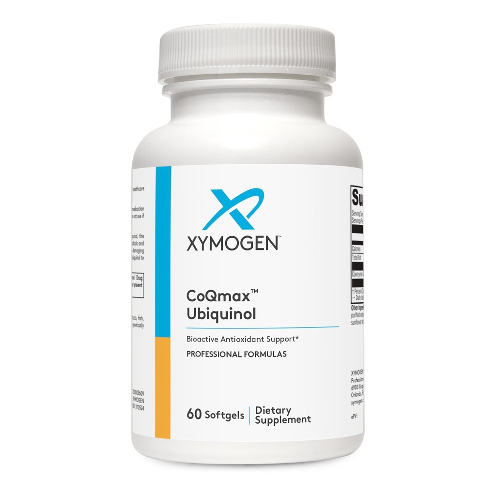 XYMOGEN CoQmax 200mg CoQ10 ubiquinol - Forme brevetée, stabilisée - Coenzyme Q10 pour antioxydant, cognitif + soutien de santé cardiaque (60 Softgels)