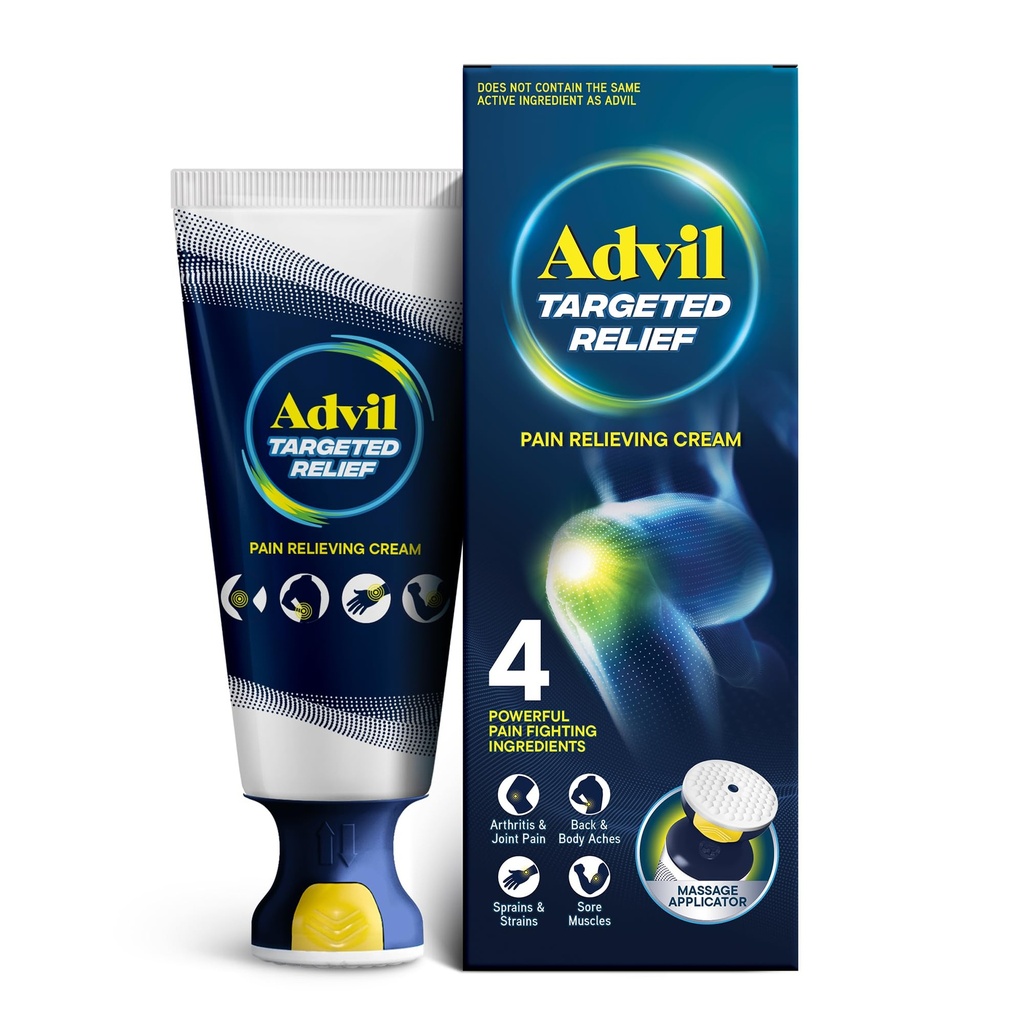 Advil Targeted Relief Schmerzlinderung Creme mit Massage-Applikator, Bis zu 8 Stunden leistungsfähiges Relief von minderwertigen Arthritis Schmerzen, Gelenkschmerzen, niedriger Rückenschmerzen und Muskelschmerzen, 2,5 Unzen