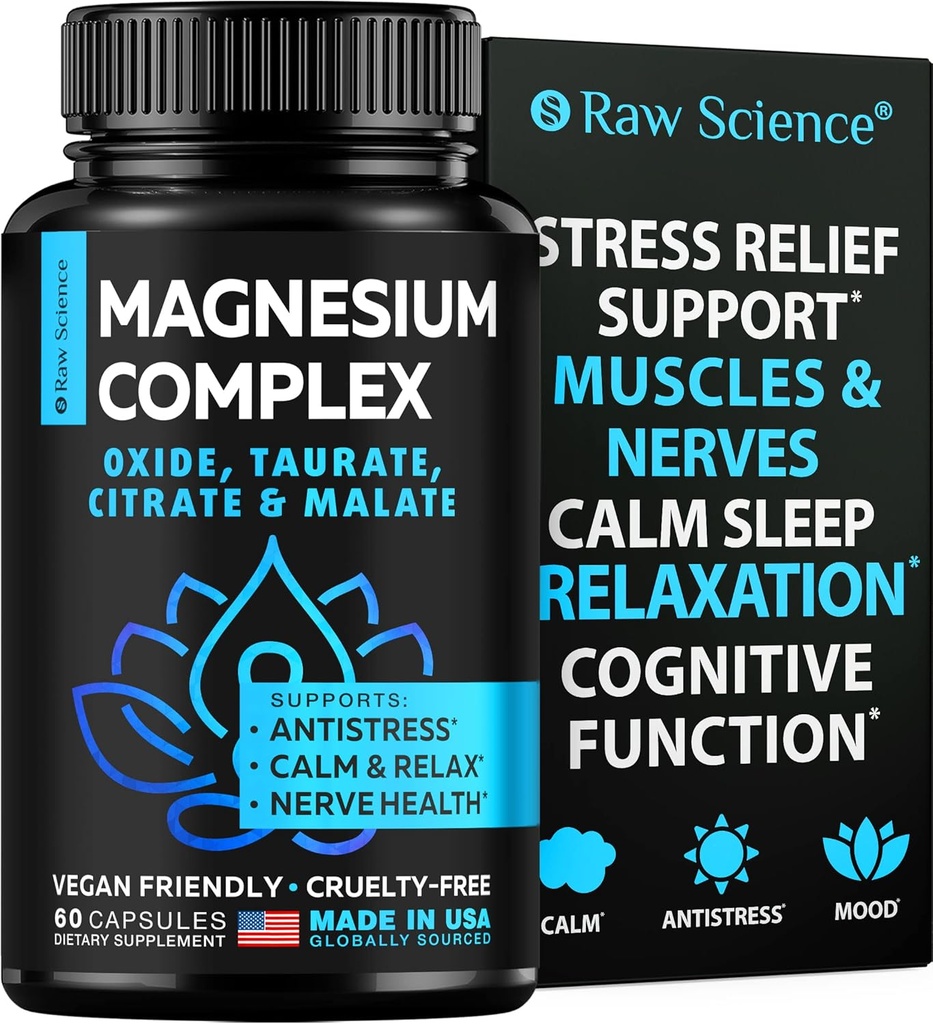 Capsules de citrate de magnésium - Supplément de magnésium à haute absorption pour la santé musculaire, nerveuse et la relaxation