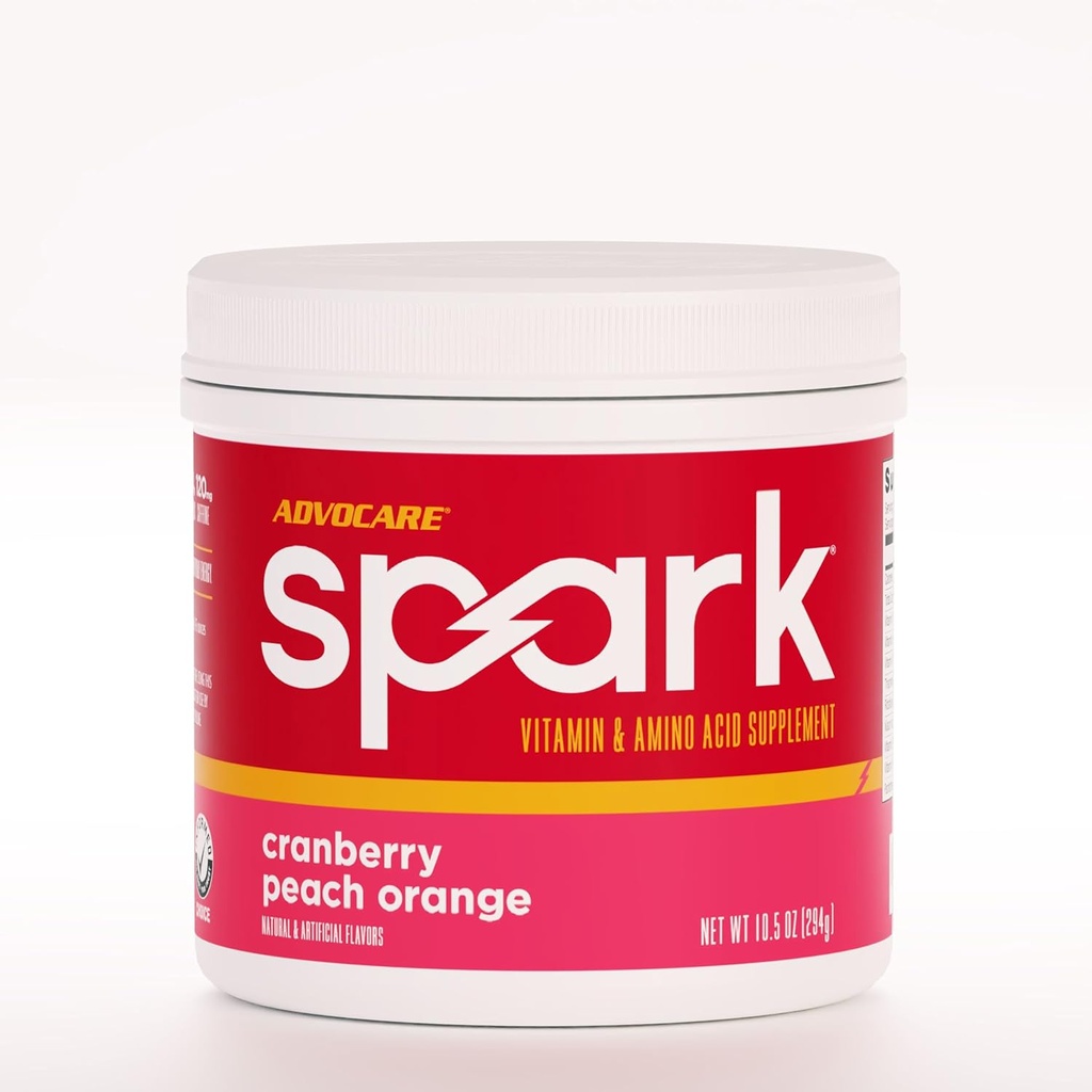 AdvoCare Spark Vitamin &amp; Amino Säure Supplement - Fokus & Energie Getränke Pulver Mischung mit Vitamin A, B-6, C & E - Auch enthalten L-Carnitin & L-Tyrosin - Cranberry Peach Orange - 10,5 Unze