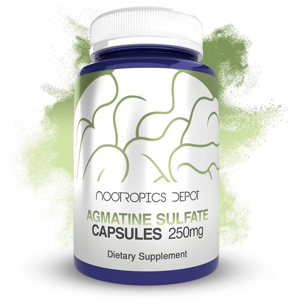 Nootropics Depot Agmatine Sulfate Capsules | 250mg | 240 Count | Nitric Oxide & Pump Support | Pre-Workout Amino Acid | Promotes Strength, Energy & Recovery