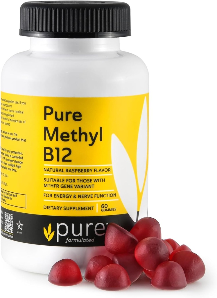Methyl B12 Vitamin Gummi - Vegan Vitamin B12 Methylcobalamin Gummis für Erwachsene & Kinder - Kaubare B-12 Mumie für Energie & Nerve Funktion – Glutenfrei, Dairy-frei, Kosher-60 Gummis 1500 mcg