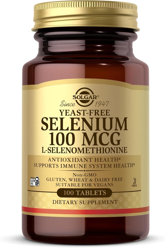 Solgar Yeast-Free Selenium 100 mcg - 100 Tabletten - Unterstützt Antioxidans & Immunsystem Gesundheit - Non-GMO, Glutenfrei, Dairy Free, Kosher - 100 Servierungen