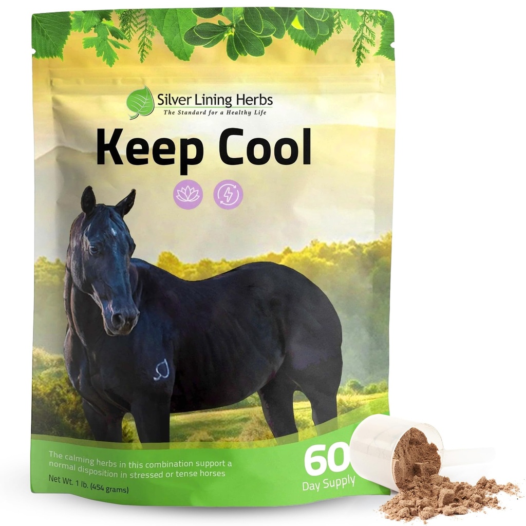 Linge d'argent Supplément calmant pour chevaux - Supplément calmant pour chevaux - Supplément calmant pour chevaux avec herbes naturelles, y compris la camomille, l'échinacée et plus - 1 lb 60 jours d'approvisionnement