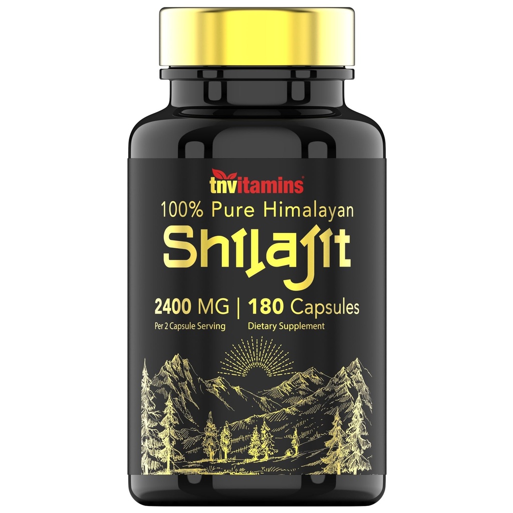 tnvitamines Shilajit Capsules 2400 MG - 180 Kapseln | 100% reine Himalaya Shilajit Kapseln für Männer & Frauen | Shilajit Resin Supplement | Drei Monate Versorgung! | Non-GMO, Gluten-Free