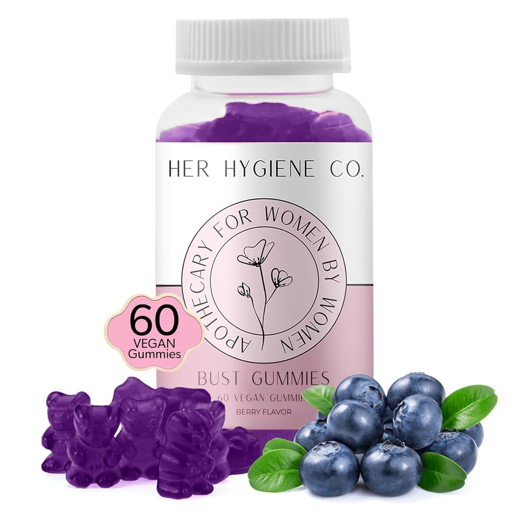 Ihr Hygiene Co. Chest Support Gummi für Damen, Wellness & Confidence, Natürliche Kräutermischung, Multivitamin für Curves, Fitness Workout Supplement, Vegan & Non-GMO, Berry Flavor, 60 Count