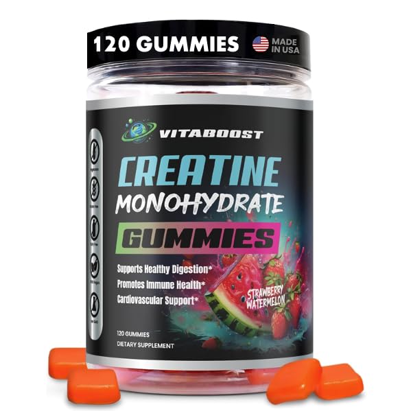 Creatine Gummies 5g- Natürliche Kreatin Monohydrat für Männer & Frauen Delicious Strawberry Watermelon Flavor- Boost Strength, Energy & Muscle Growth- Vegan Pre Workout Gummis- Made in USA
