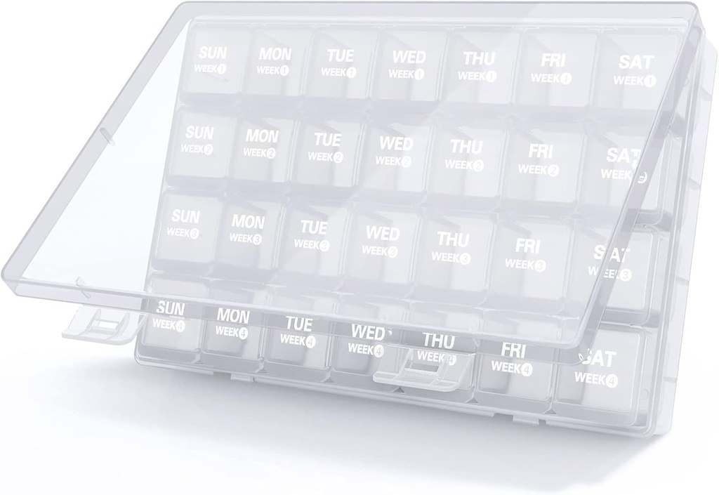 TookMag Monatliche Pille Organizer 28 Tage Pille Box, Travel Medicine Pill Organizer, Große 4 Wochen 1 Monat Pillen Fälle mit Dust-Proof-Container für Pillen/Vitamin/Fish Oil/Supplements