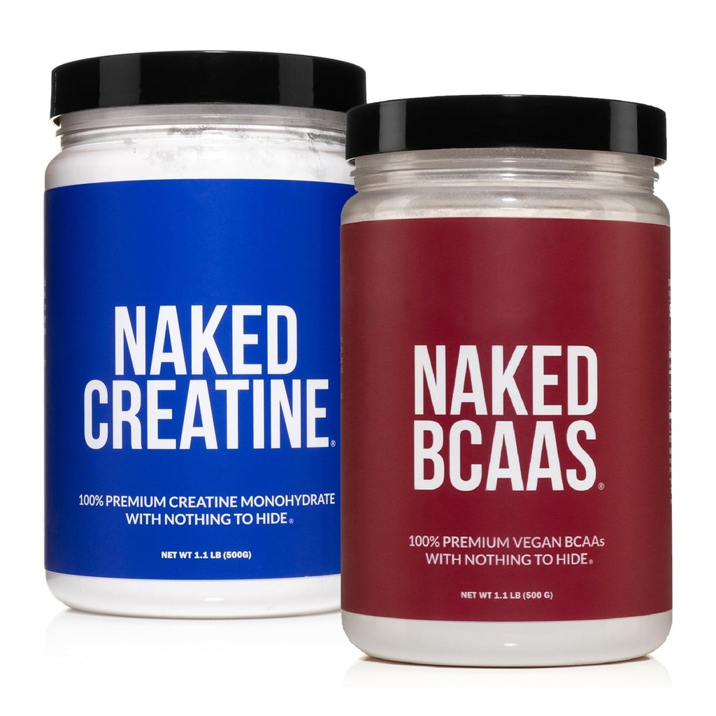 Naked Pure Creatine Monohydrate 100 portions + 100 portions Naked Naked BCAAs Ensemble végétalien