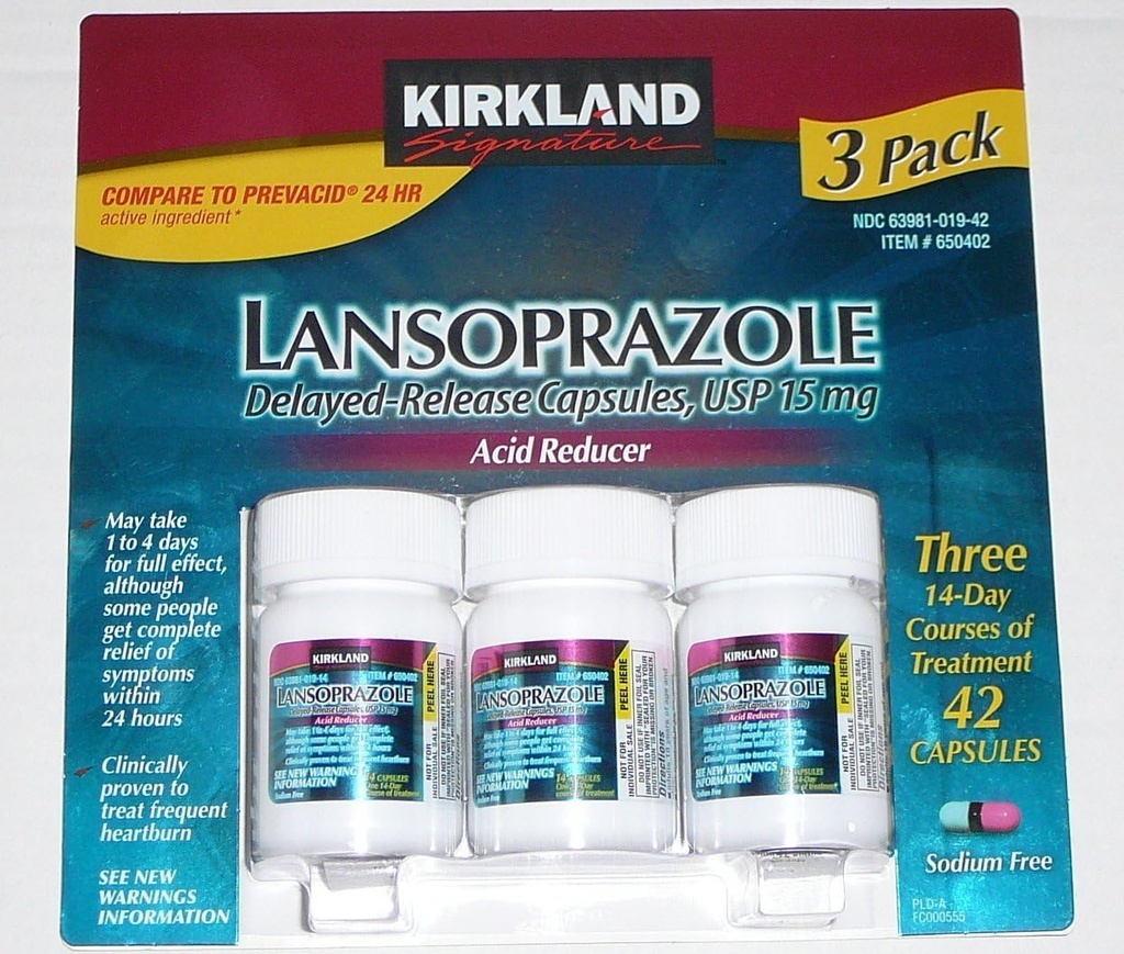 Kirkland Signature Lansoprazole 15 mg. Säure Reducer, 42 Kapseln