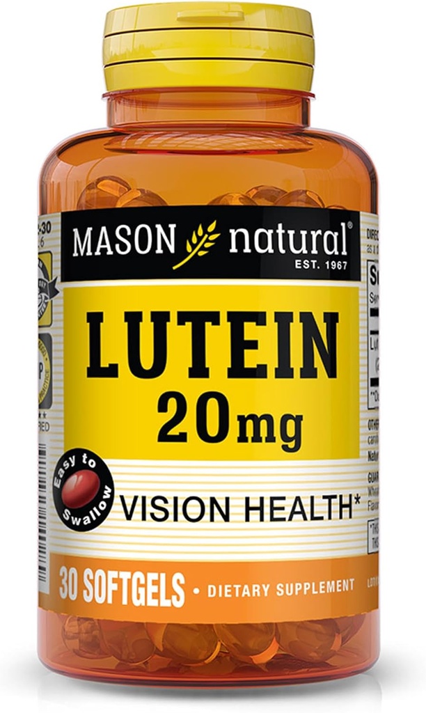 MASON NATURAL Lutein 20 mg mit Vitamin E - Gesunde Vision und Augenfunktion, unterstützt Augengesundheit, 30 Softgels