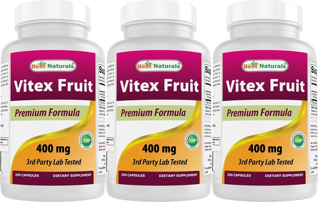 Best Naturals Vitex Chasteberry 400 mg 250 Kapseln (Pack von 3)