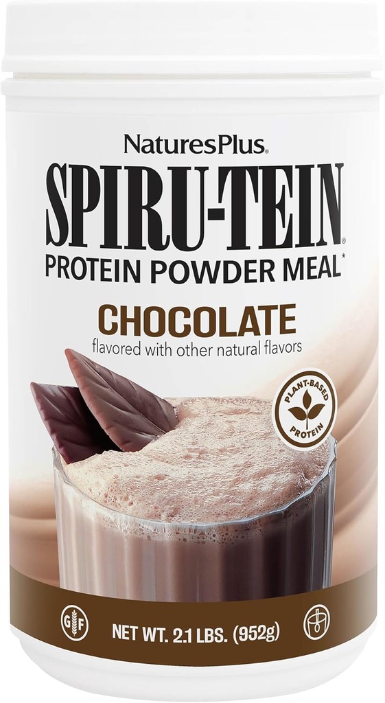NaturesPlus SPIRU-TEIN, Schokolade - 2.1 lb, Paket von 2 - Pflanzenbasierte Protein Shake - Non-GMO, Vegetarisch, Glutenfrei - 68 Gesamt Servierungen