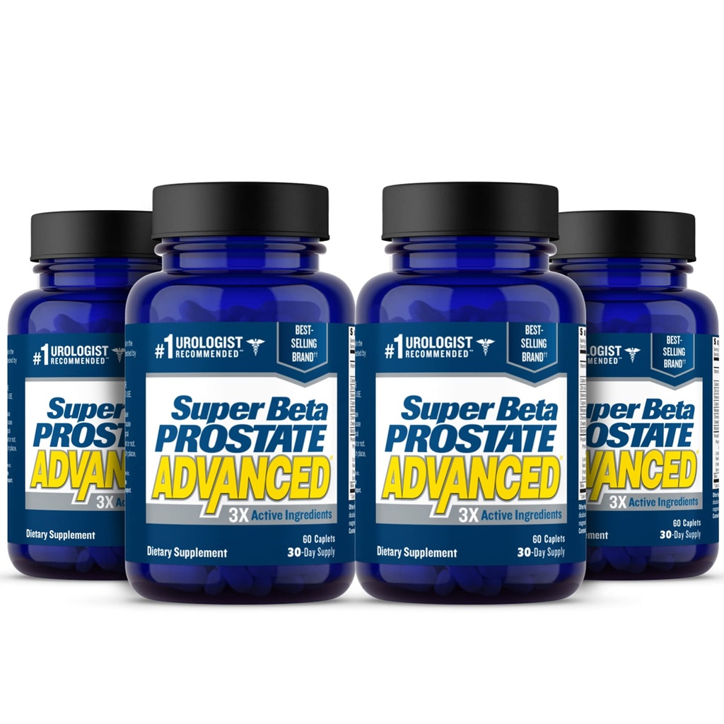 SUPER BETA PROSTATE Advanced – Förderung von Schlaf, Unterstützung Blasenentleerung. Prostata-Unterstützung für Männer Gesundheit mit Beta Sitosterol, nicht Saw Palmetto. (240 Caplets, 4-Pack)