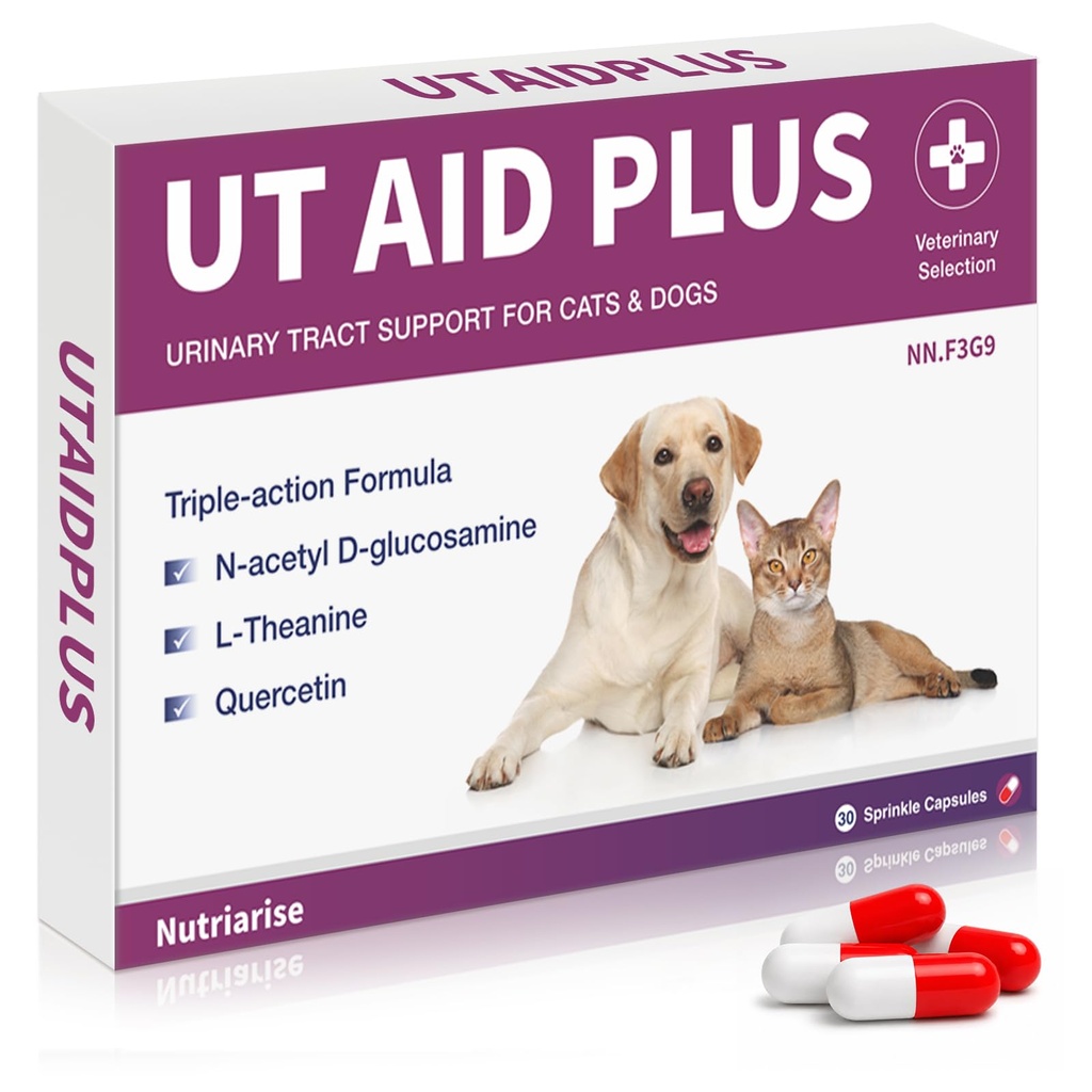 Natürliche UTI-Behandlung für Katzen & Hunde – Antibiotikum-freie Harnwege-Infektion Unterstützung Ergänzung – Blase & Nierengesundheit – Inkontinenz-Prävention – 30 Kapseln