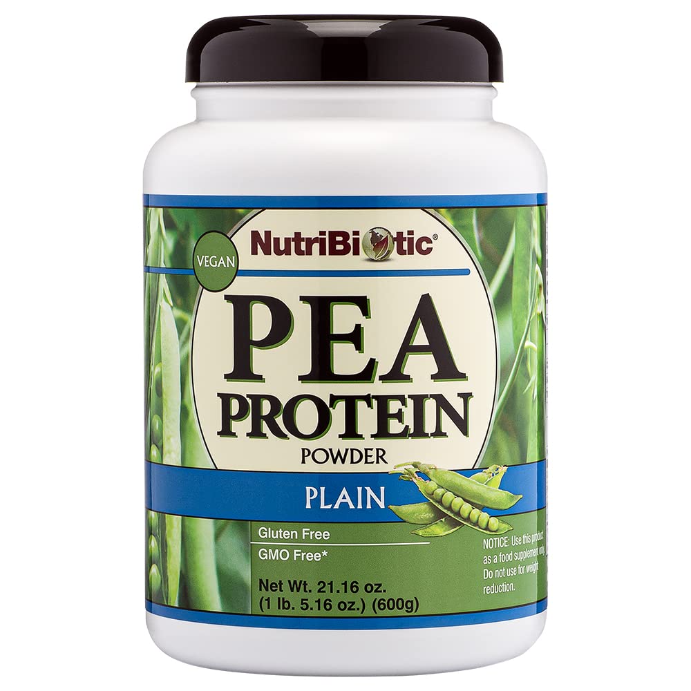 NutriBiotic Pea Protein Plain, 21 Oz | Low Carb Vegan Pflanzenprotein Pulver | 100% Grown & Processed in den USA | Deliciously Creamy & BCAA-Rich | Made without Chemicals, GMOs & Gluten | Keto Friendly