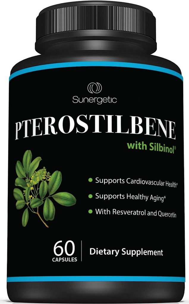 Premium Pterostilbene Supplement – Pterostilbene mit Resveratrol & Quercetin – Unterstützt gesundes Altern – Natürliche Quelle Pterostilbene 100mg pro Servierung – 60 Kapseln