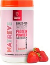 Natreve poudre de protéines de lactosérum - 28g de protéines de lactosérum avec acides aminés, probiotiques et collagène - Race de fraise sans gluten, 18 portions