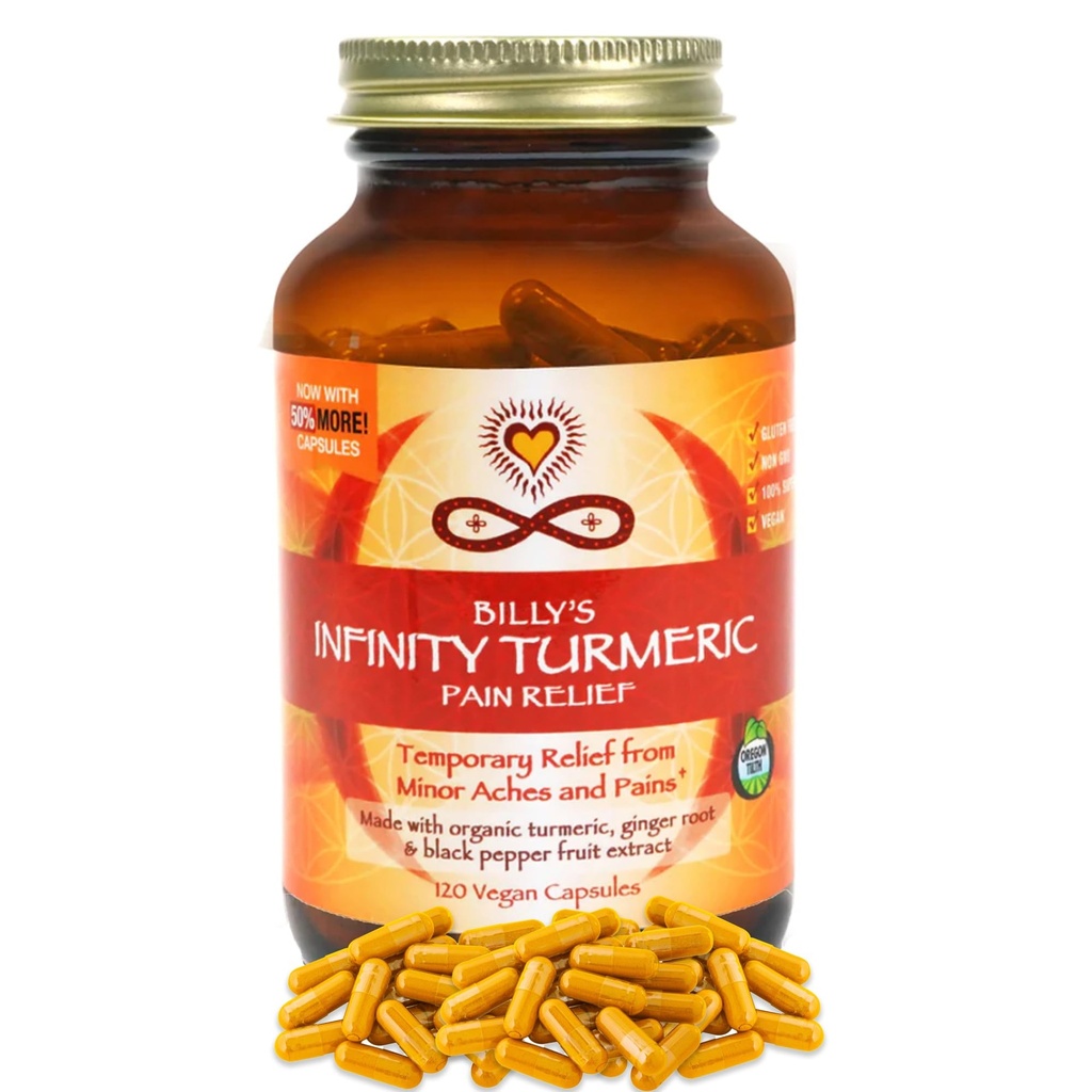 Infinity Turmeric Capsules, High Potency Curcumin Supplement, USDA Certified Organic Supplement mit Black Pepper und Ginger, Raw, Vegan Gluten Free