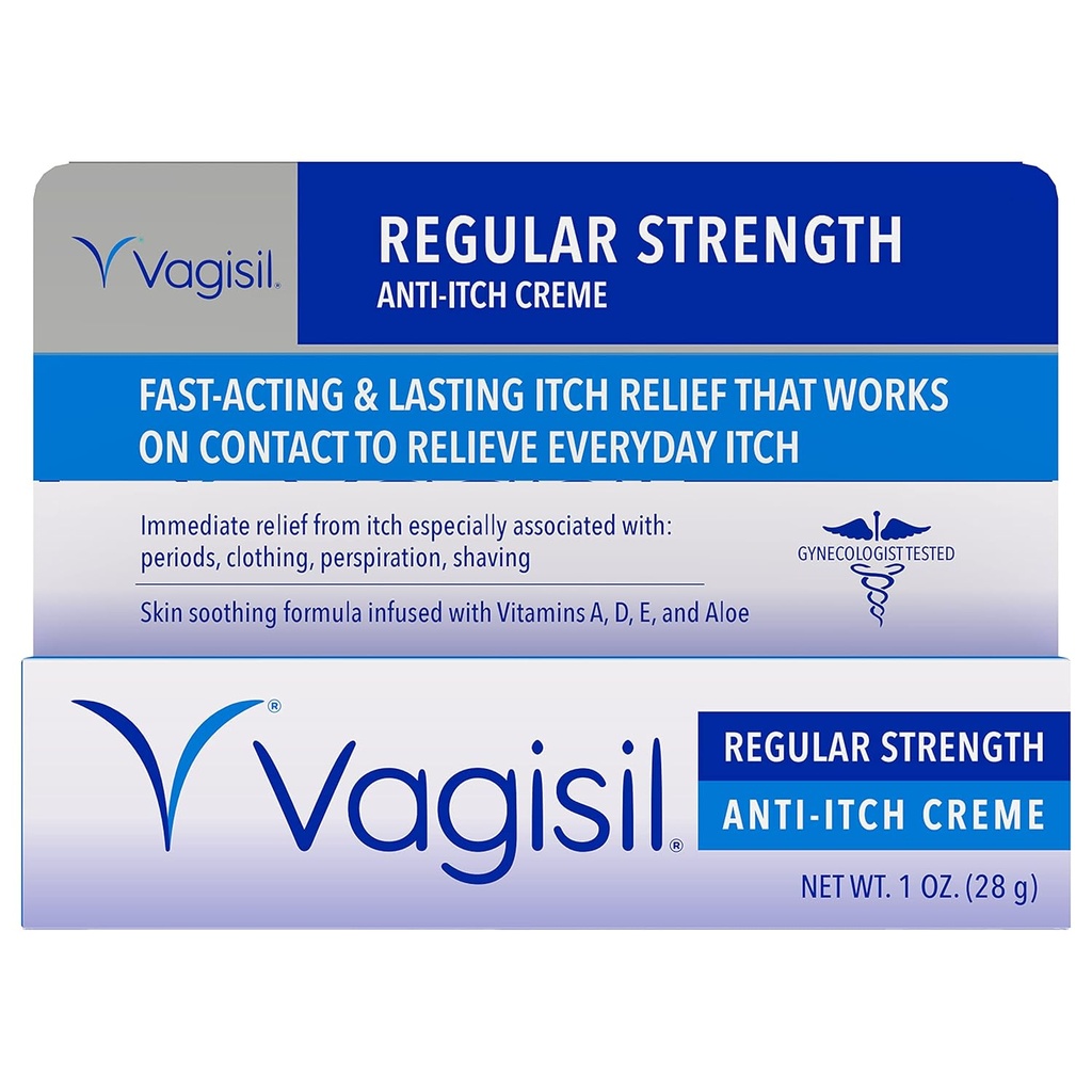 Vagisil Regular Strength Anti-Itch Feminine Cream für Frauen, Gynäkologe Getestet, Allergiker, Fast-Actioning und Langlebige Itch Relief, Vaginal Moisturizer Soothes and Cools, 1 Unze (Pack von 1)
