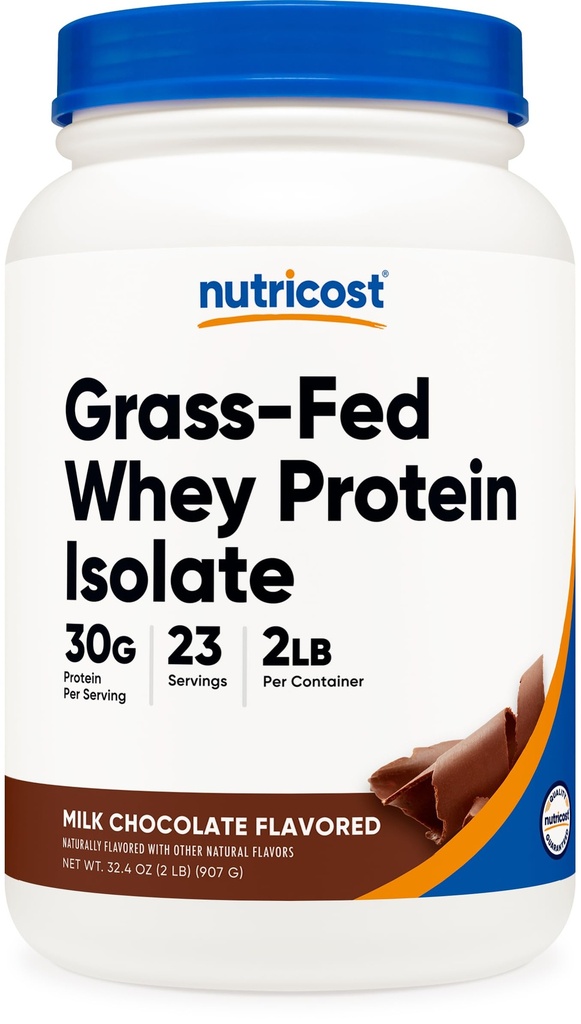 Nutricost Gras-Fed Whey Protein Isolate (Chocolate) 2LBS - Nicht-GVO, glutenfrei, natürliche Aromen