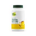 Alimentation fraîche Vitamine végétalienne D3 + K2 Capsules - 5000 UI D3 + 100 mcg K2 comme MK-7 pour l'absorption optimale - Santé immunitaire, santé osseuse, humeur - Non OGM - 90 capsules, 3 mois d'approvisionnement