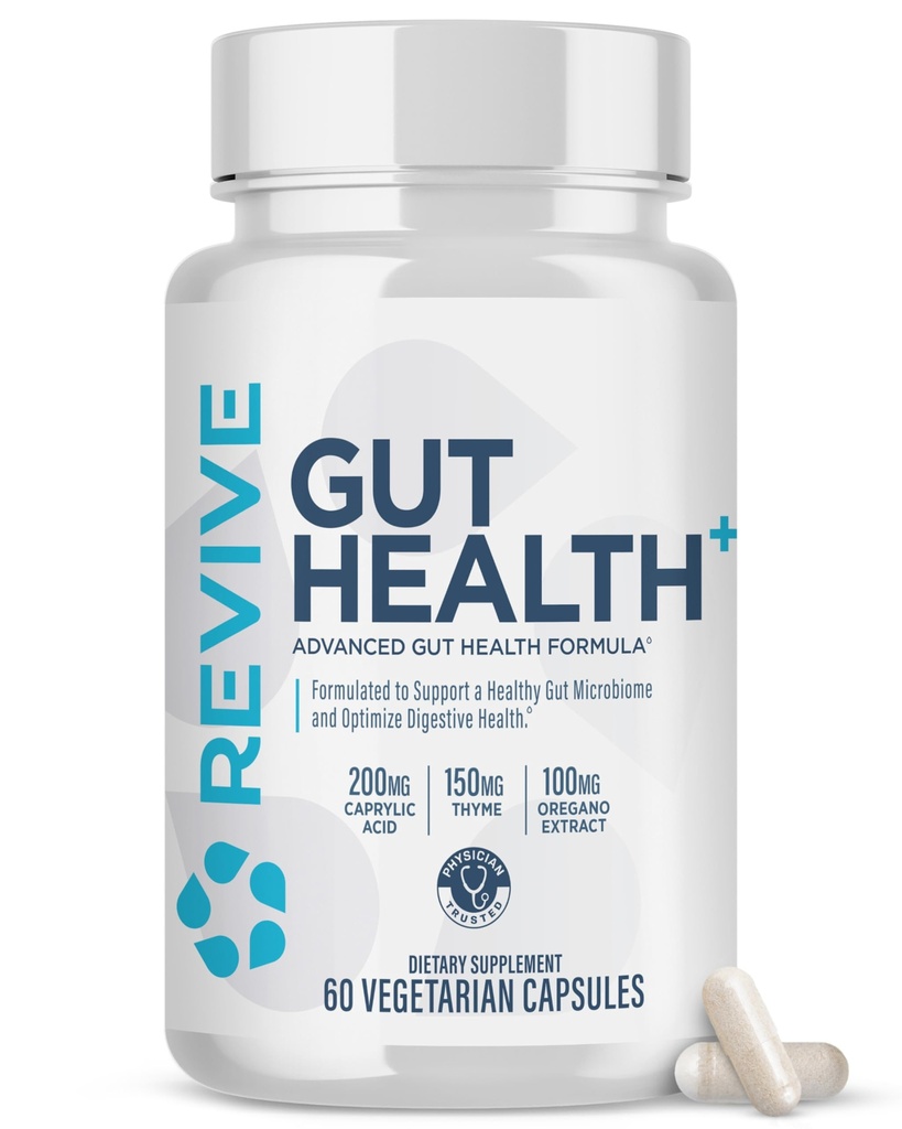 Revive MD Gut Health Supplements für Männer und Frauen - Daily Gut Repair & Digestive Health Support Formula with Thyme, Oregano & Milk Thistle - Vegan-Friendly, Gluten-Free - 60 Vegetarische Kapseln