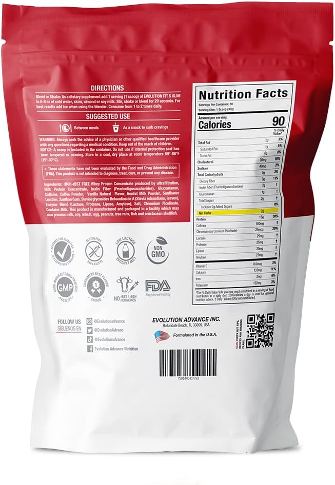 Evolution Advance Nutrition Fit & Slim Blend – Grass-Fed Whey Protein Pulver für einfache Verdauung, Keto-Approved, Non-GMO, Stevia Sweetened, Natural Flavor – 2 Pfund (Frappullicious Coffee)