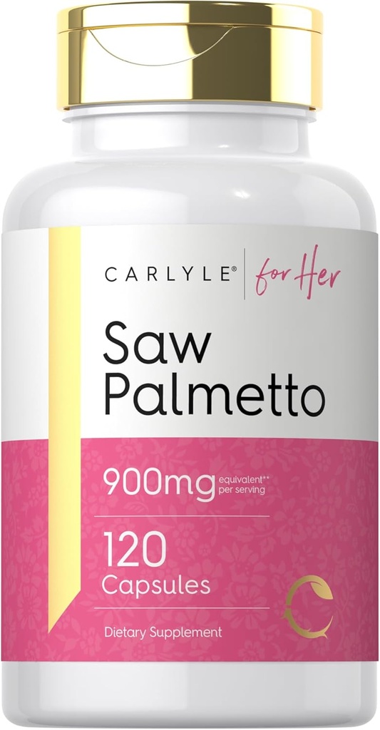 Carlyle Saw Palmetto für Damen 900mg | 120 Kapseln | Full Spectrum Extract Supplement | Non-GMO, Gluten Free Supplement | für Sie