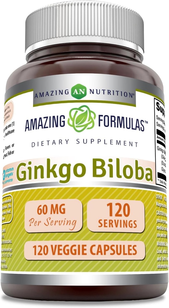 Erstaunliche Formeln Ginkgo Biloba Ergänzung | 60 Mg | 120 Veggie Kapseln | Non-GMO | Gluten Free | Made in USA