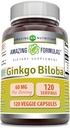 Erstaunliche Formeln Ginkgo Biloba Ergänzung | 60 Mg | 120 Veggie Kapseln | Non-GMO | Gluten Free | Made in USA
