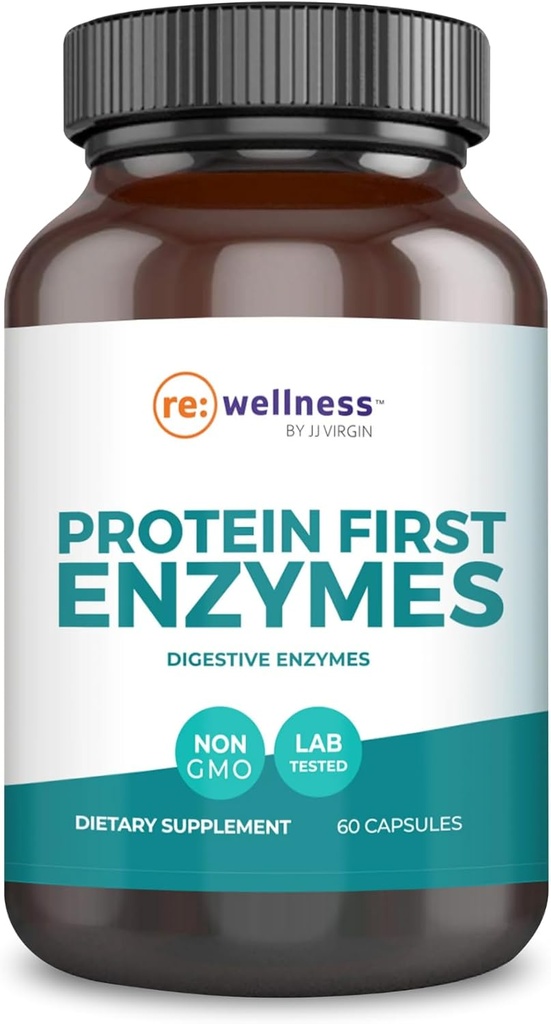 Reignite Wellness von JJ Virgin | Protein First Enzymes | Betaine HCI mit Pepsin & Enzyme Supplement | Unterstützung für Gut Gesundheit, Verdauung, Occasional Bloating & Gas | 60 Kapseln