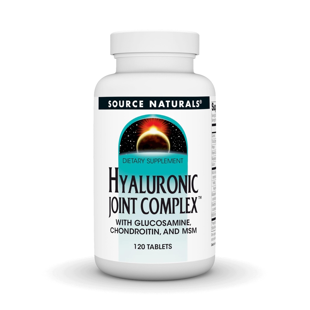 Source Naturals Complexe articulaire Hyaluronique avec Glucosamine, Chondroïtine et MSM Extra Strength - 120 comprimés