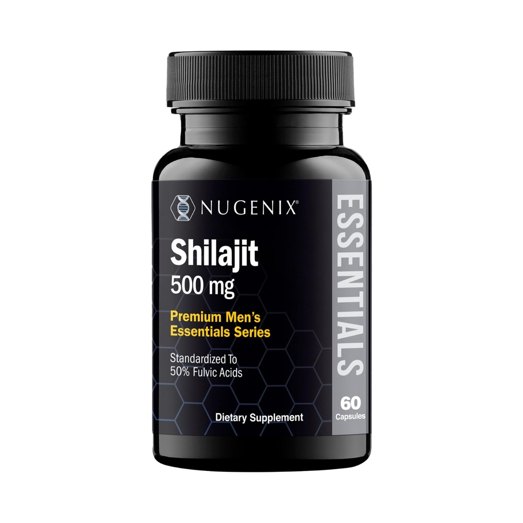 Nugenix Essentials Shilajit Kapseln Ergänzung für Männer und Frauen - 500mg, Standardisiert auf 50% Fulvic Acids, Himalayan, 60 Kapseln