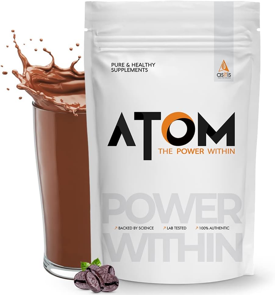 Asitis Nutrition AS-IT-is Atom Whey Protein 1kg/35.2 Oz mit Verdauungsenzymen | USA Labdoor zertifiziert für Genauigkeit & Reinheit | Cafã© Latte Flavor | 27g Protein Cross-Flow Microfiltered Gluten-Free