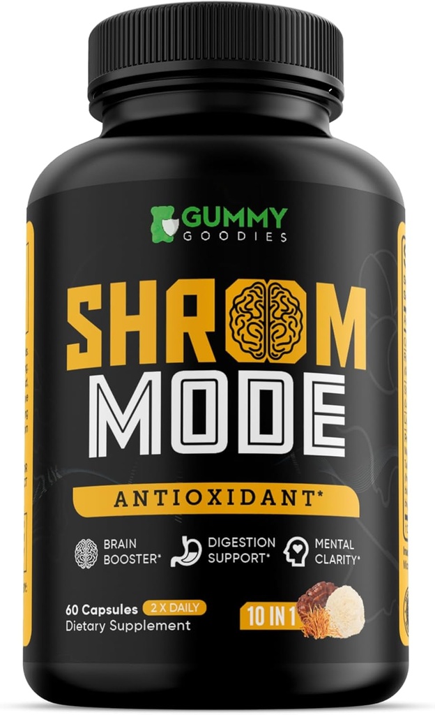 Organic Mushroom Supplement 10-in-1, Reishi, Lions Mane, Cordyceps, Chaga, Turkey Tail, Naturale & Cognitive Health Boost, 60 Veggie Kapseln