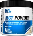 Evlution Nutrition MCT Powder - Keto Supplement - MCT Ölpulver - 10G Mittelkettige Triglyceride - Brain & Body Energy Drink - Fettsäureergänzung - Vegan & Non-GMO - 20 Portionen - Unflavored