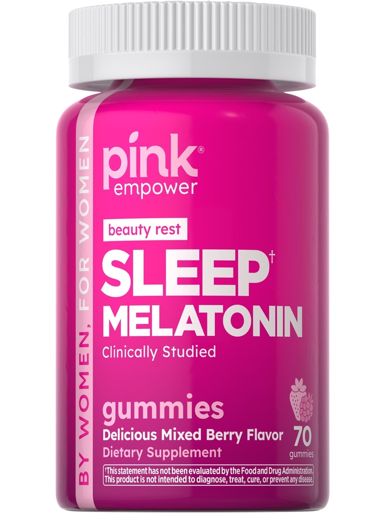 PINK Melatonin Gummies 10mg | Max Potency | Mischbeeren Flavor | Vegan, Non-GMO & Gluten Kostenlose Ergänzung