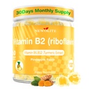 Vitamine B2 Gummies Riboflavine 400mg pour les hommes Chewable B2 Vitamines pour les adultes avec un extrait turcuma complexe B pour le confort digestif,Nervous système de soutien, végétalien, sans sucre, ananas,60 comte