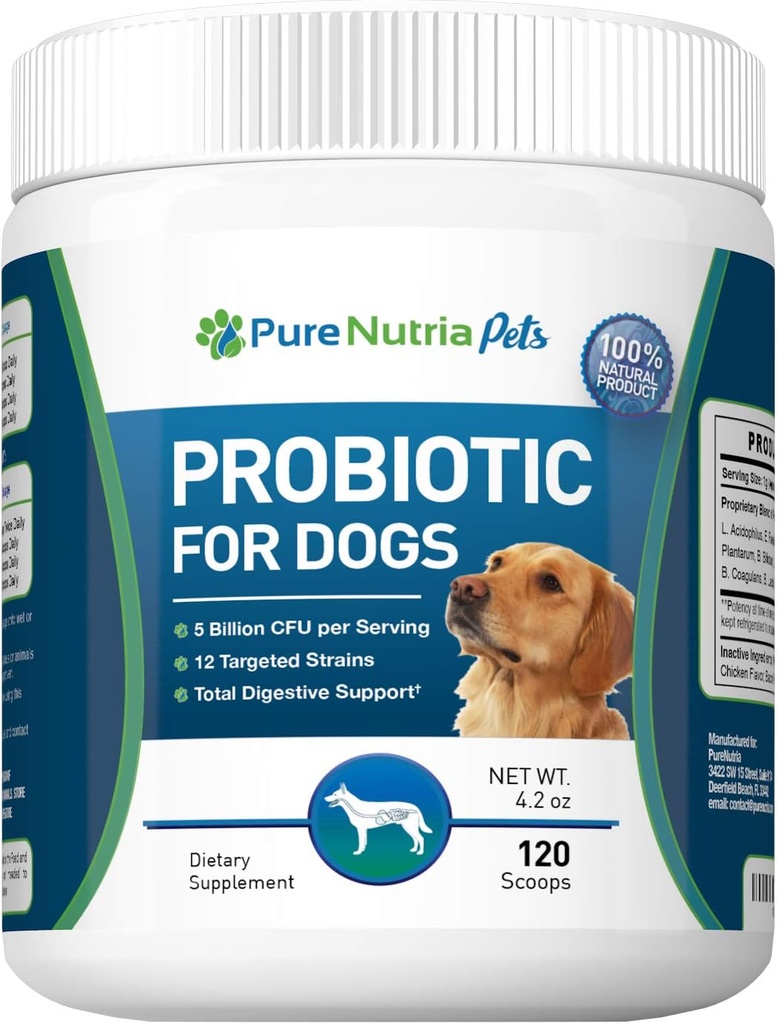 Dog Probiotics Dog Supplements - für Dog Diarrhea, Upset Stomachs, Hefe, Gas, Dog Allergy und Dog Immunsystem Unterstützung - Made in USA - 12 Gezielte Strains 5 Billion CFU - 120 Scoops