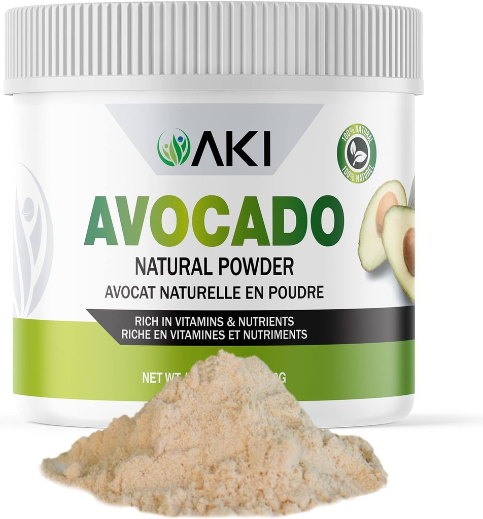 AKI Avocado Superfood Powder (6oz/170g) - Reich an Nährstoffen, Vitaminen, Omega 3 & Antioxidantien - Ideal für Glatteien, Joghurt oder Milchshake-Partikel - Vegan & Non-GMO