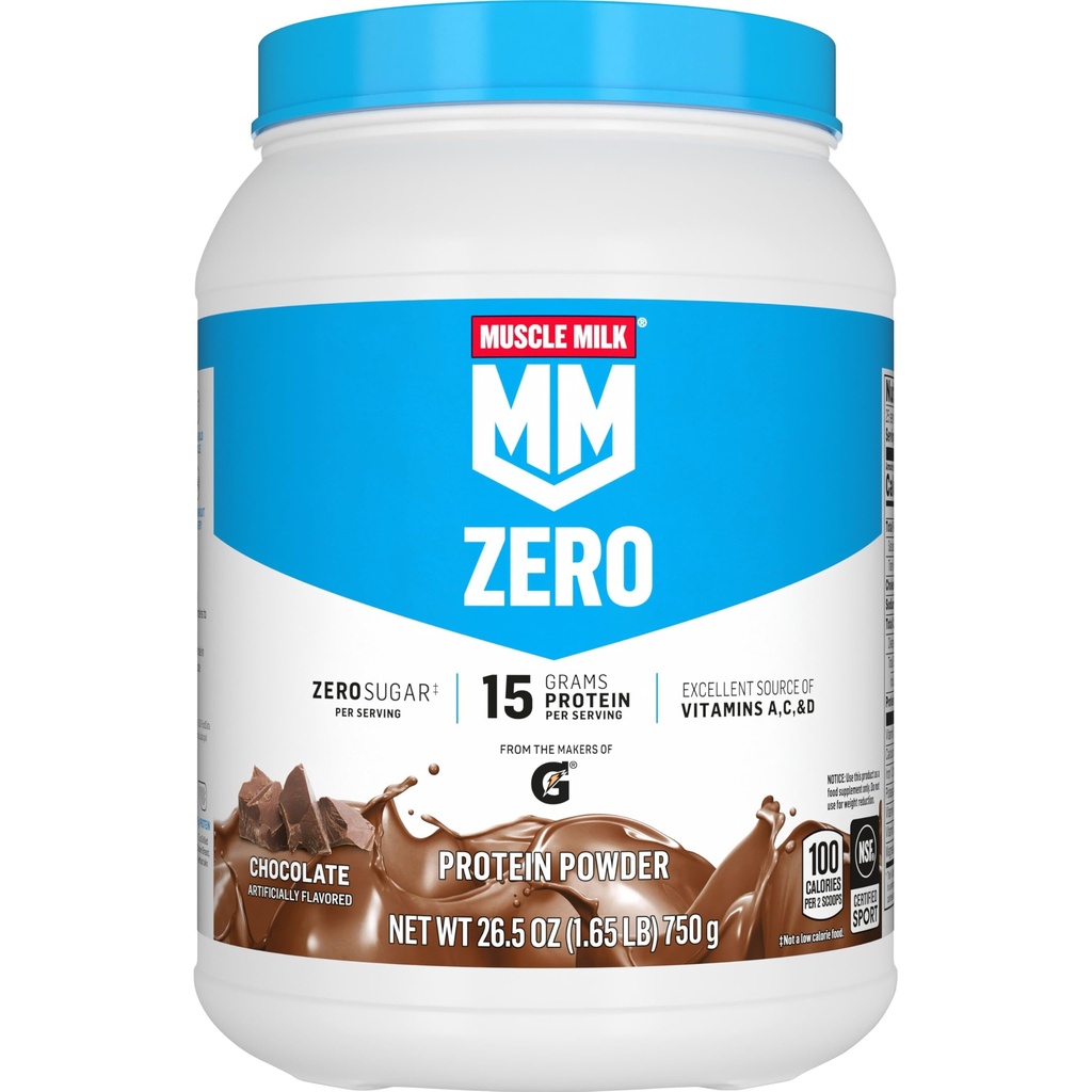 Lait musclé ZERO, 100 poudre de protéines de calories, chocolat, 15g de protéines, 1,65 livre, 25 portions
