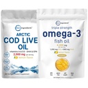 Triple Strength Omega 3 Fischöl Ergänzungen 4200mg pro Servieren & Cod Liver Öl 2.000mg pro Servieren, 360 Softgels | Lemon Flavored – Burpless – Wild Caught – Arctic Deep Sea Fish